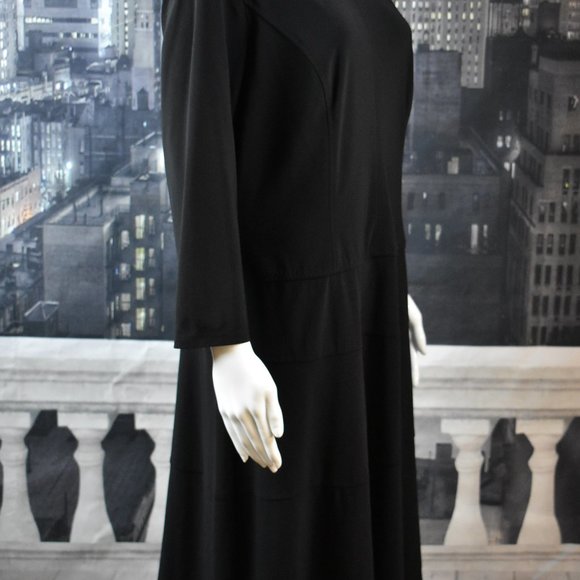 Black Label by Evan Piccone size 14 Black Long Sleeve Flowing Dress - Picture 7 of 8